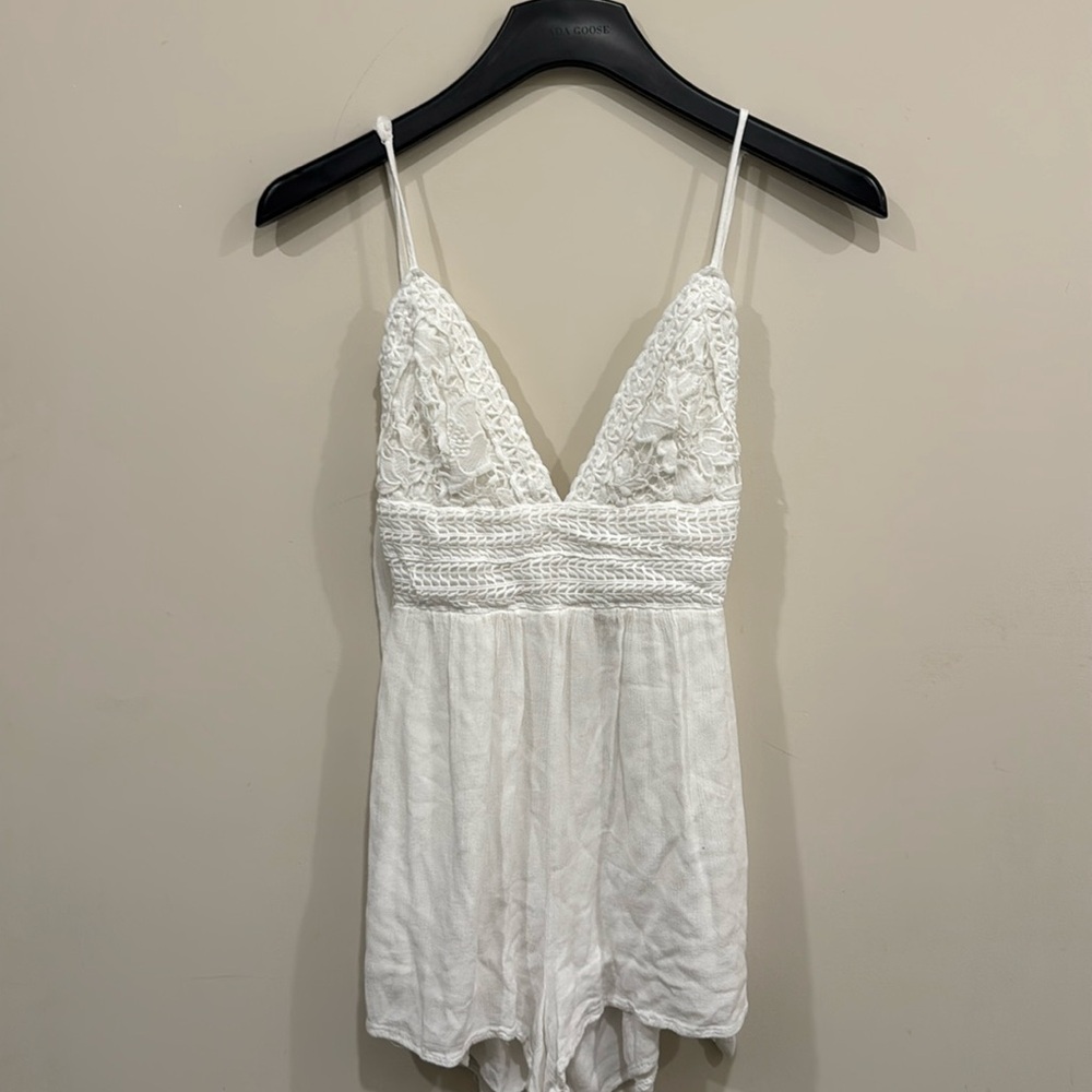 White romper ties in back